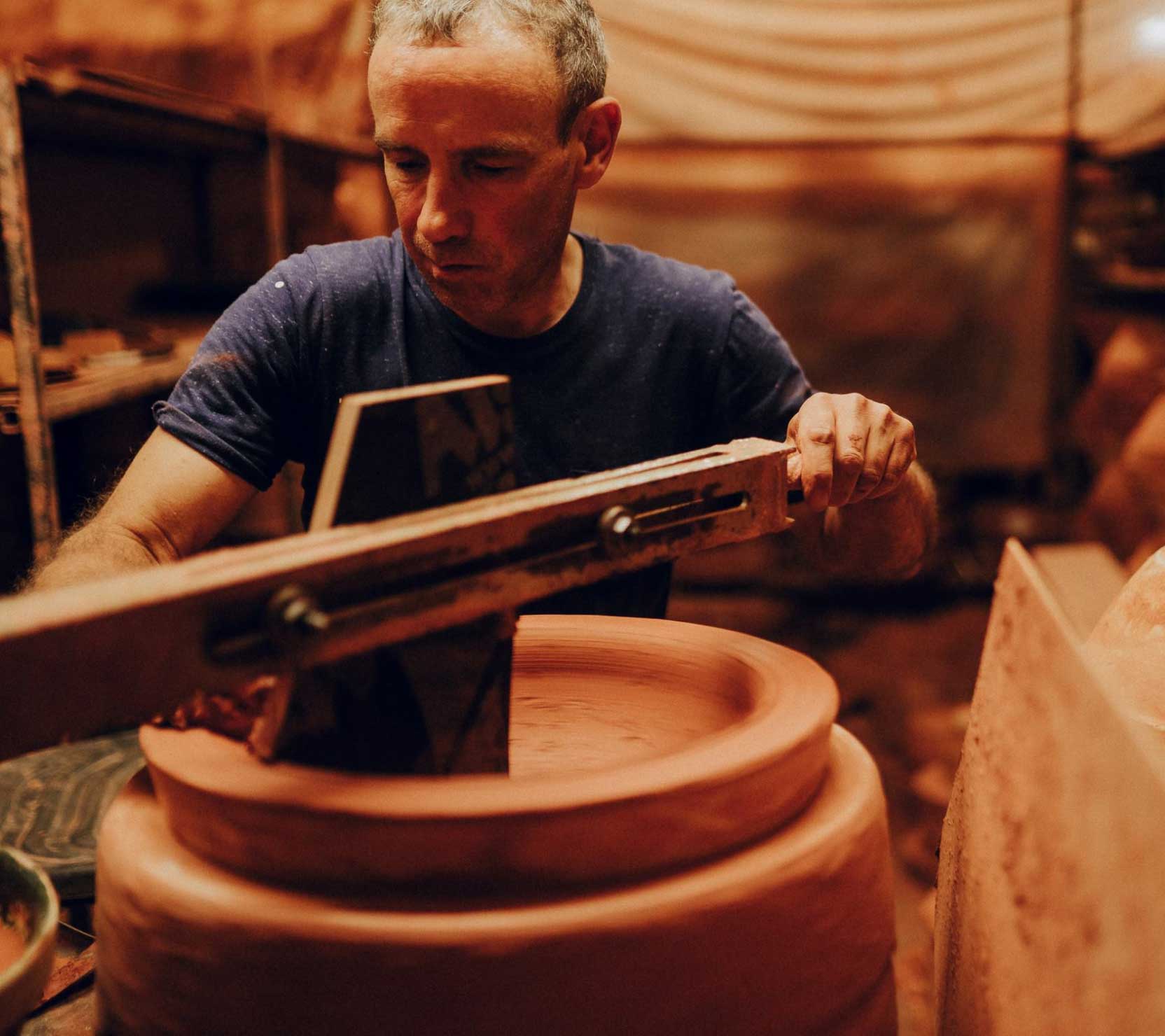Our skilled artisan Pēteris, jiggering a large bowl