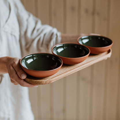 Snack bowl set with tray moss green · Earth