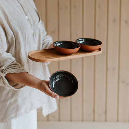 Snack bowl set with tray grey · Earth