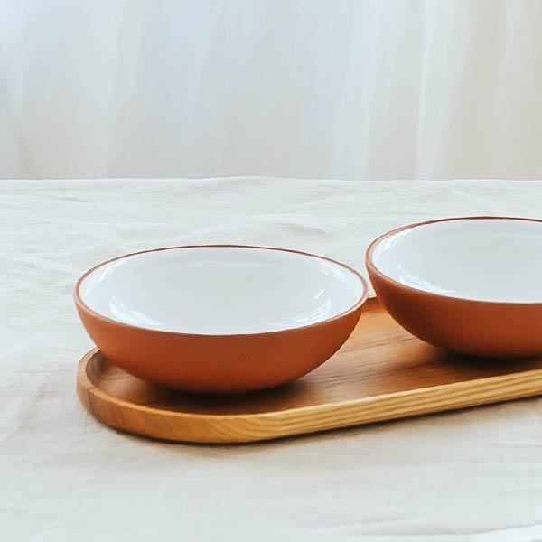 Snack bowl set with tray white · Earth