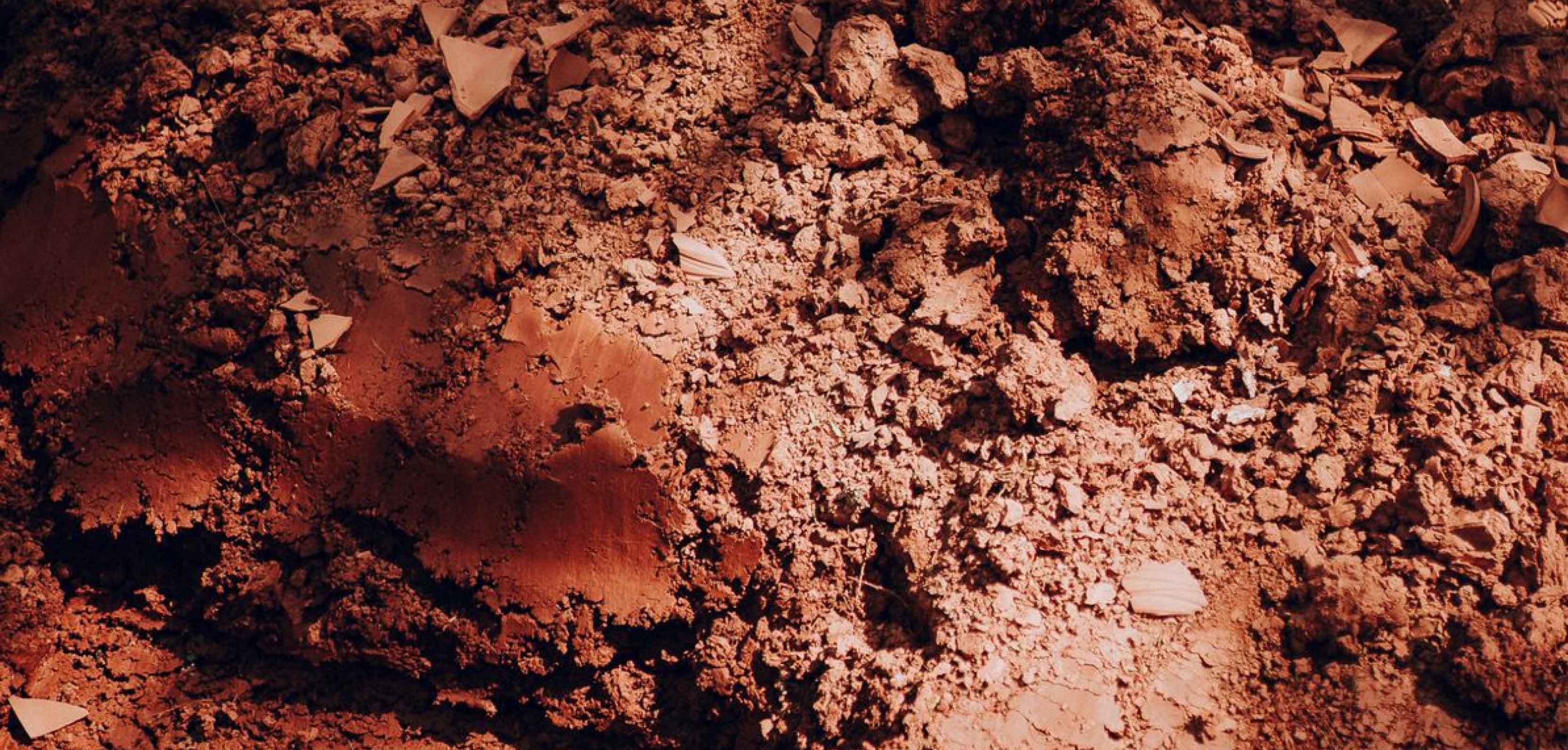 Closeup of the Latvian red clay