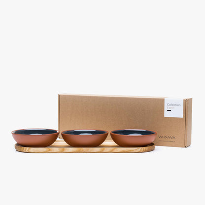 Snack bowl set with tray grey · Earth