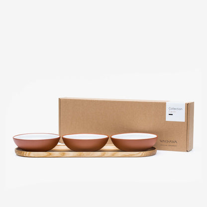 Snack bowl set with tray white · Earth